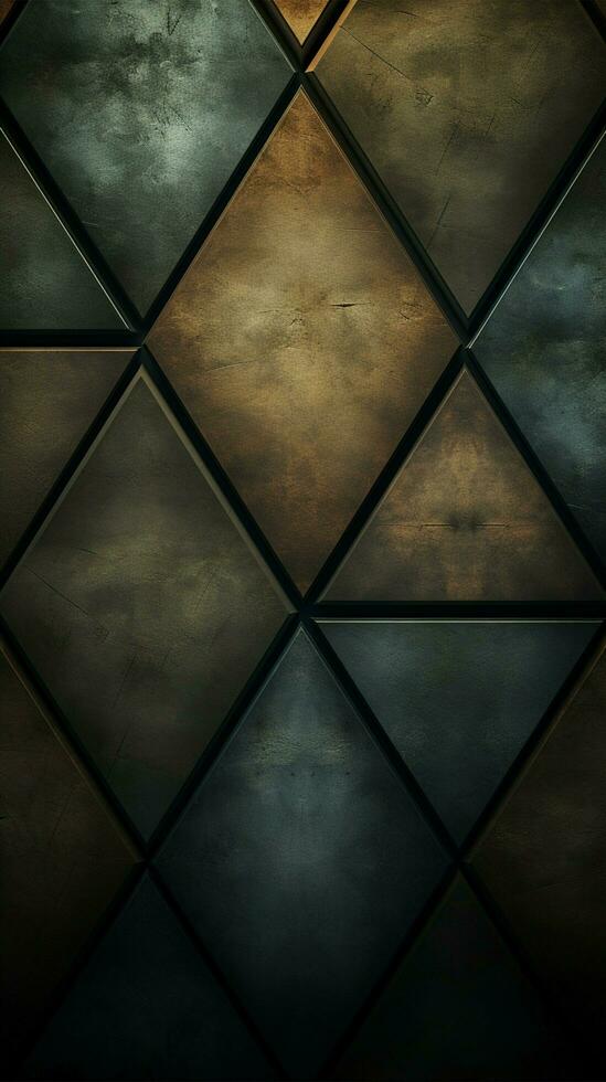 Abstract Black Triangle Shapes on Aged Paper Texture Vertical Mobile Wallpaper AI Generated photo