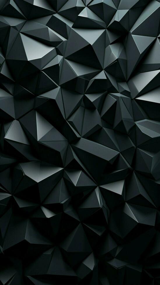 Black triangular abstract background, Grunge surface Vertical Mobile Wallpaper AI Generated photo
