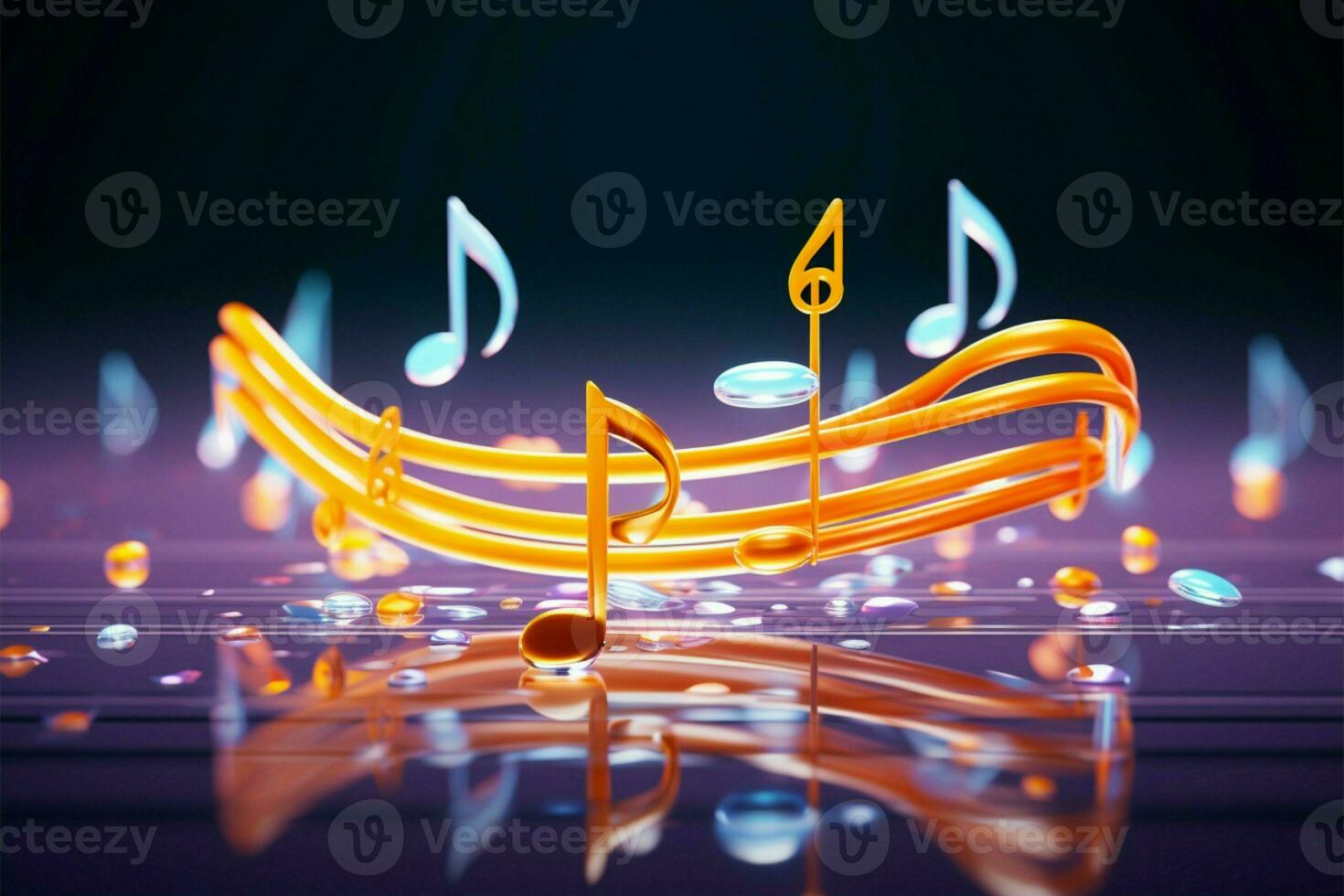 Elegant 3D music note dynamic curves, swirling 3D render art AI Generated photo