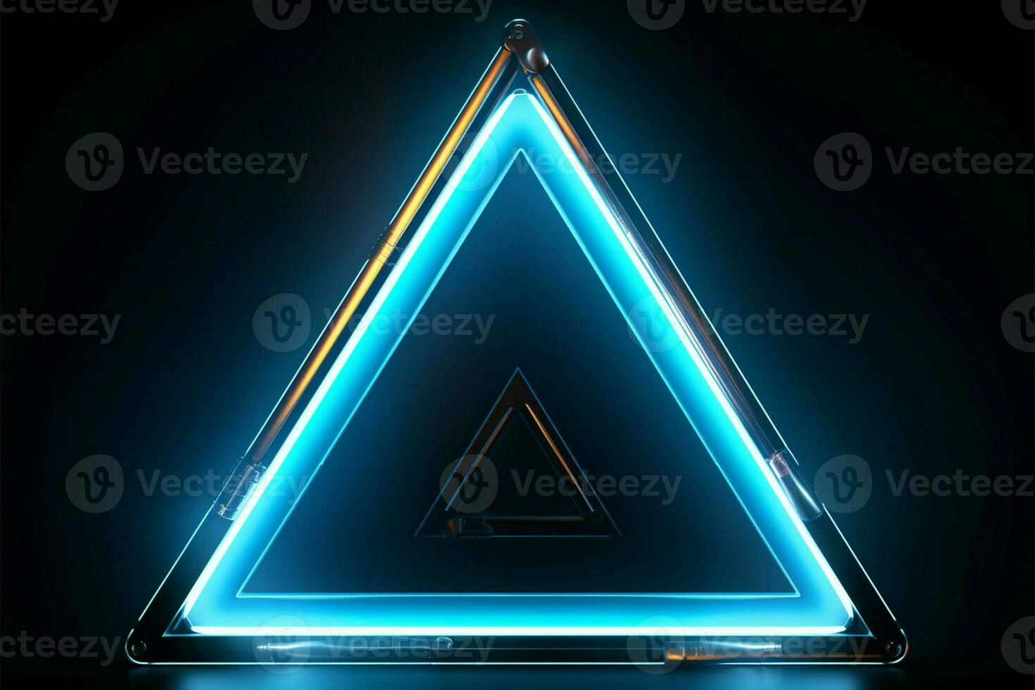 Blue neon triangle Elemental simplicity with a vibrant, modern edge AI Generated photo