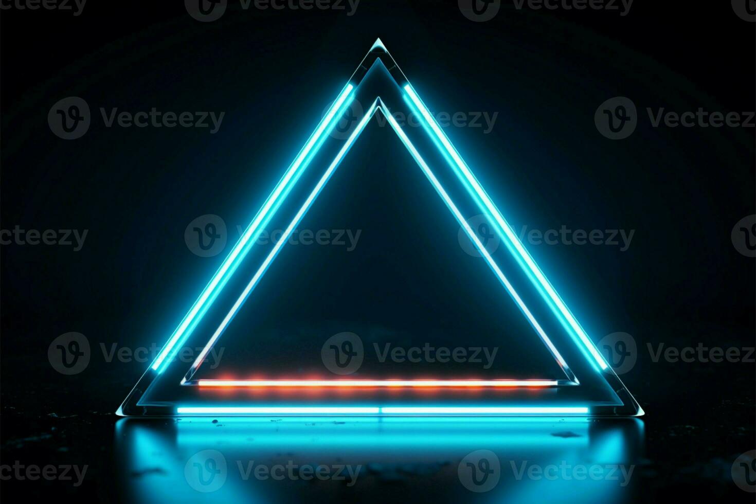 Contemporary neon style with a blue triangular design element AI Generated photo
