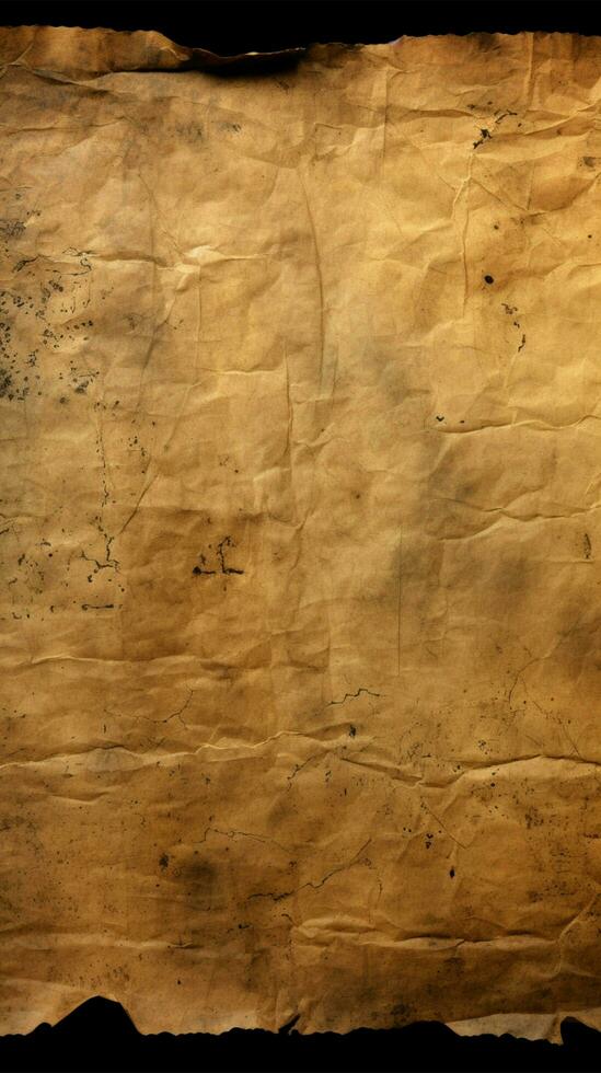Aged parchment texture featuring dark, tattered edges Vertical Mobile Wallpaper AI Generated photo