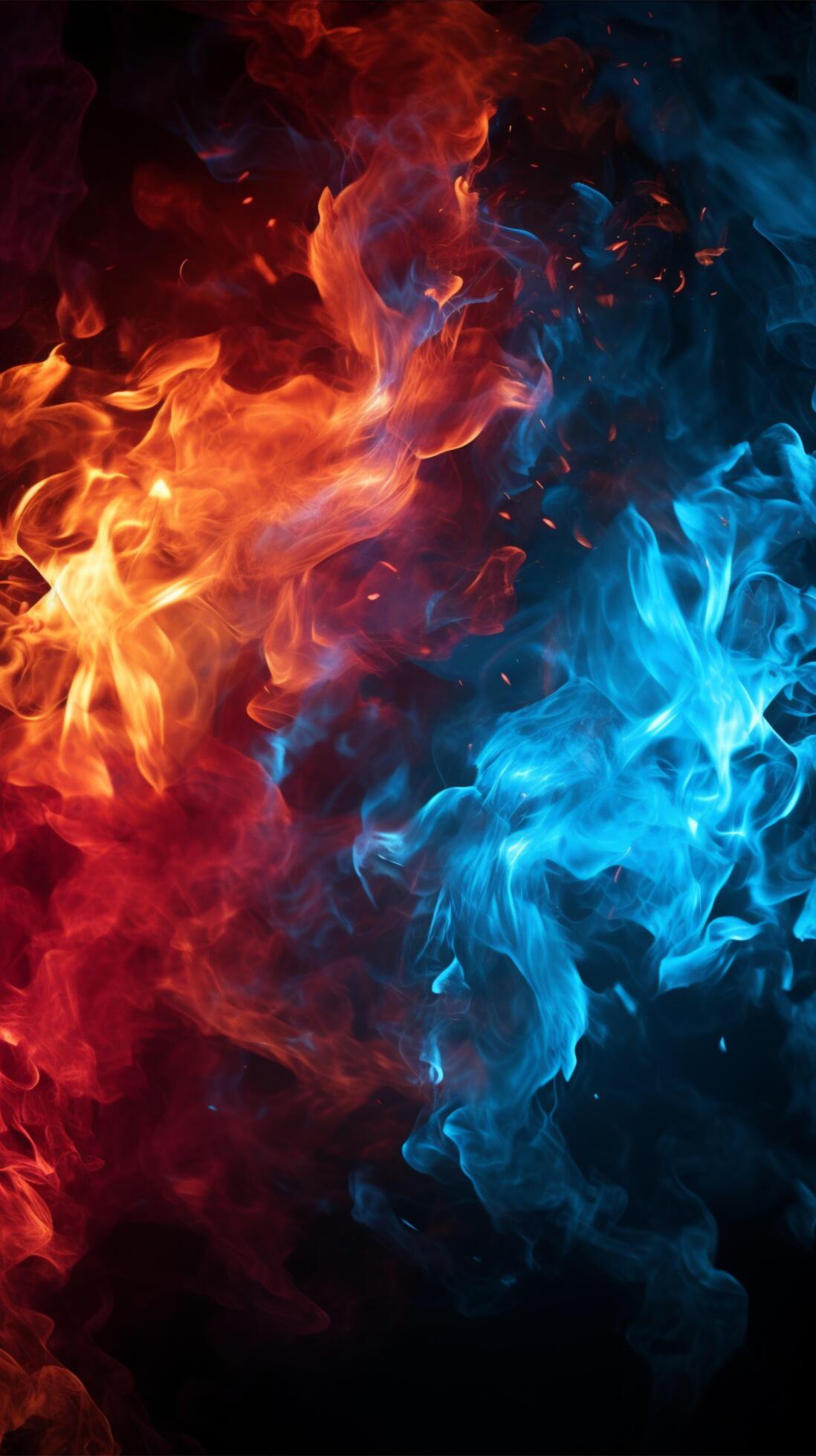 Intense red and blue fire illuminates the black background Vertical Mobile  Wallpaper AI Generated 30316075 Stock Photo at Vecteezy