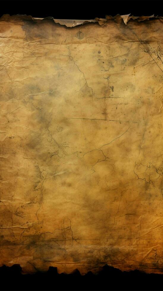 Aged parchment texture featuring dark, tattered edges Vertical Mobile Wallpaper AI Generated photo