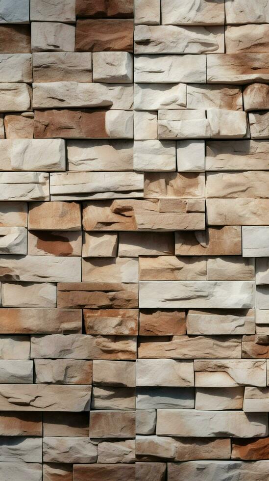 Stone wall brick texture Background of the Sandstone facade Seamless pattern Vertical Mobile Wallpaper AI Generated photo