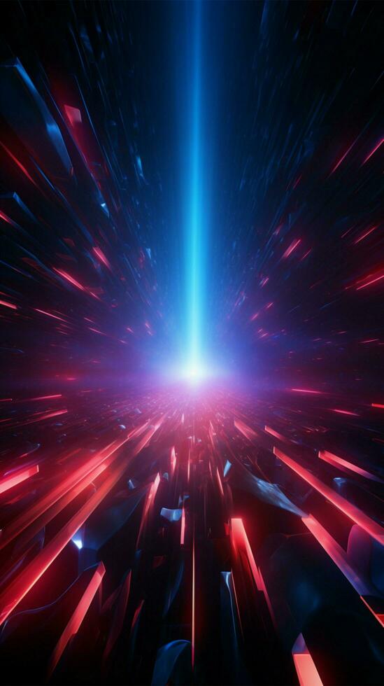 Vibrant blue and red rays create an electrifying disco atmosphere Vertical Mobile Wallpaper AI Generated photo