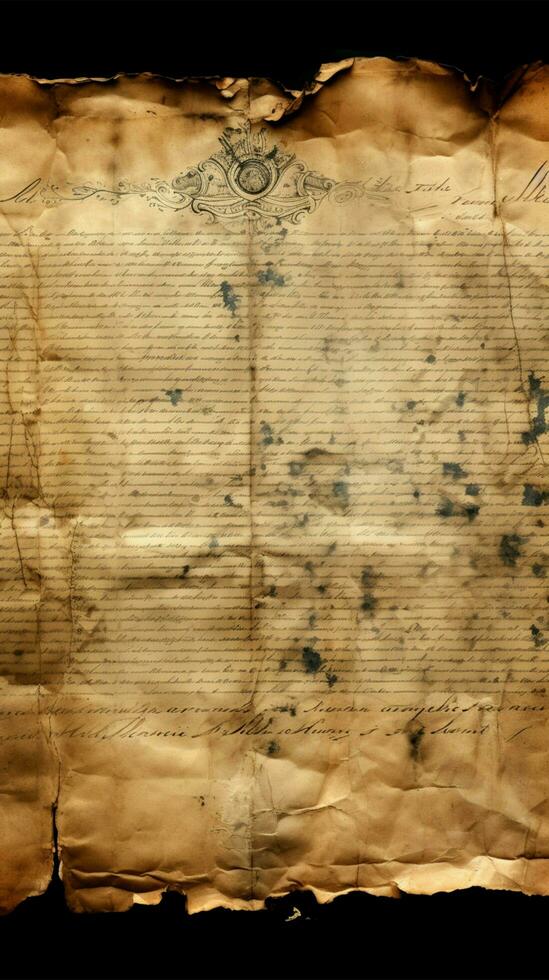 Vintage document texture showcasing aged, shadowed edges Vertical Mobile Wallpaper AI Generated photo