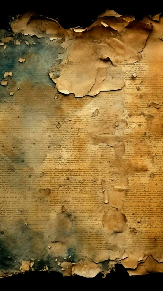 Vintage document texture showcasing aged, shadowed edges Vertical Mobile Wallpaper AI Generated photo