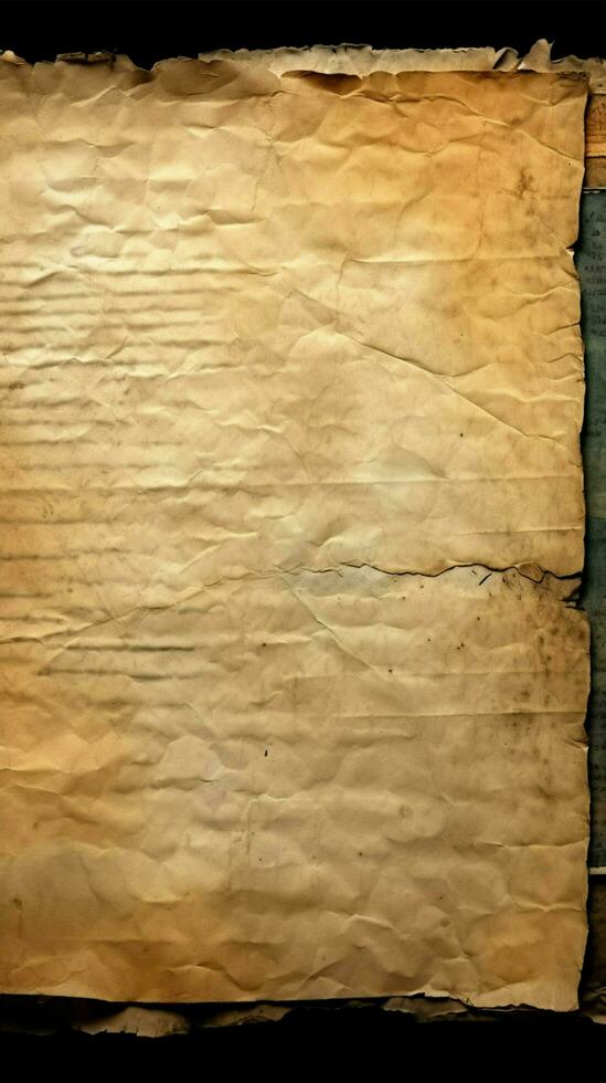 Antique paper sheets with worn edges and textured surface Vertical Mobile Wallpaper AI Generated photo