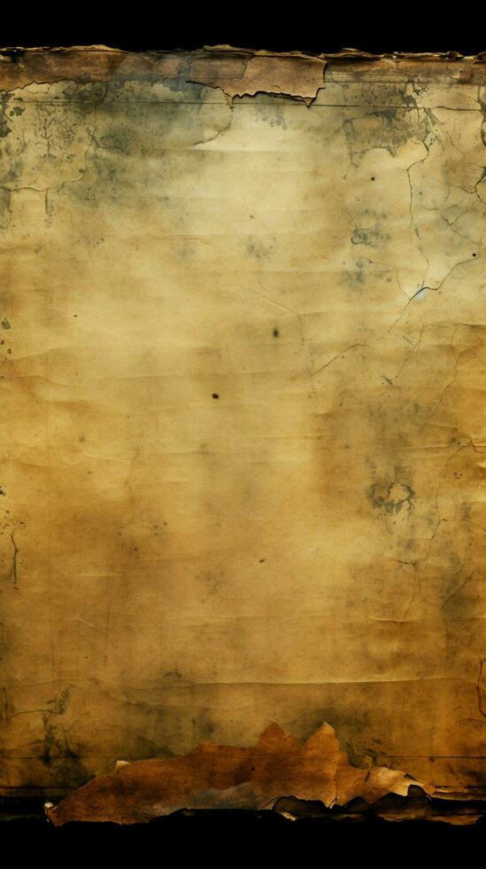 Antique parchment texture displaying aged paper with dark borders Vertical Mobile Wallpaper AI Generated photo
