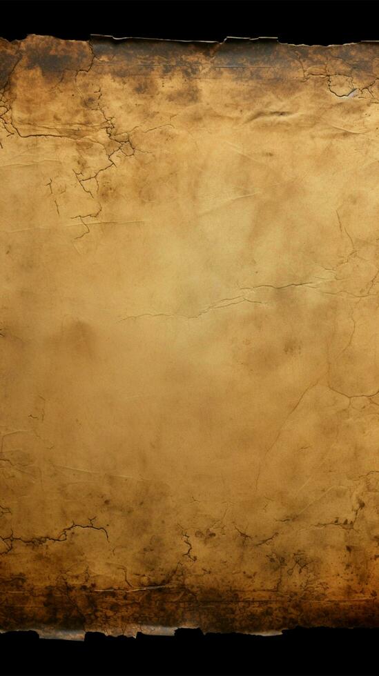 Antique parchment texture displaying aged paper with dark borders Vertical Mobile Wallpaper AI Generated photo