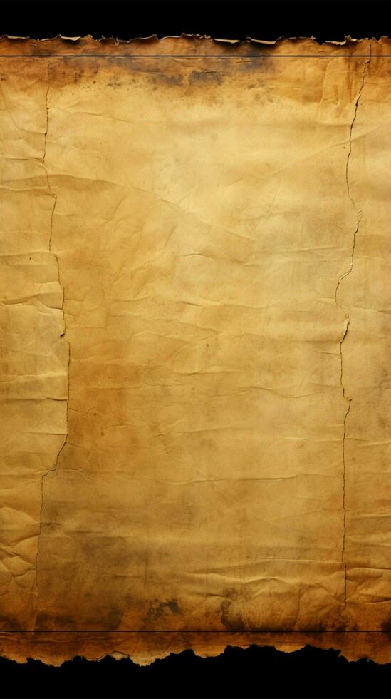 Antique parchment texture displaying aged paper with dark borders Vertical Mobile Wallpaper AI Generated photo
