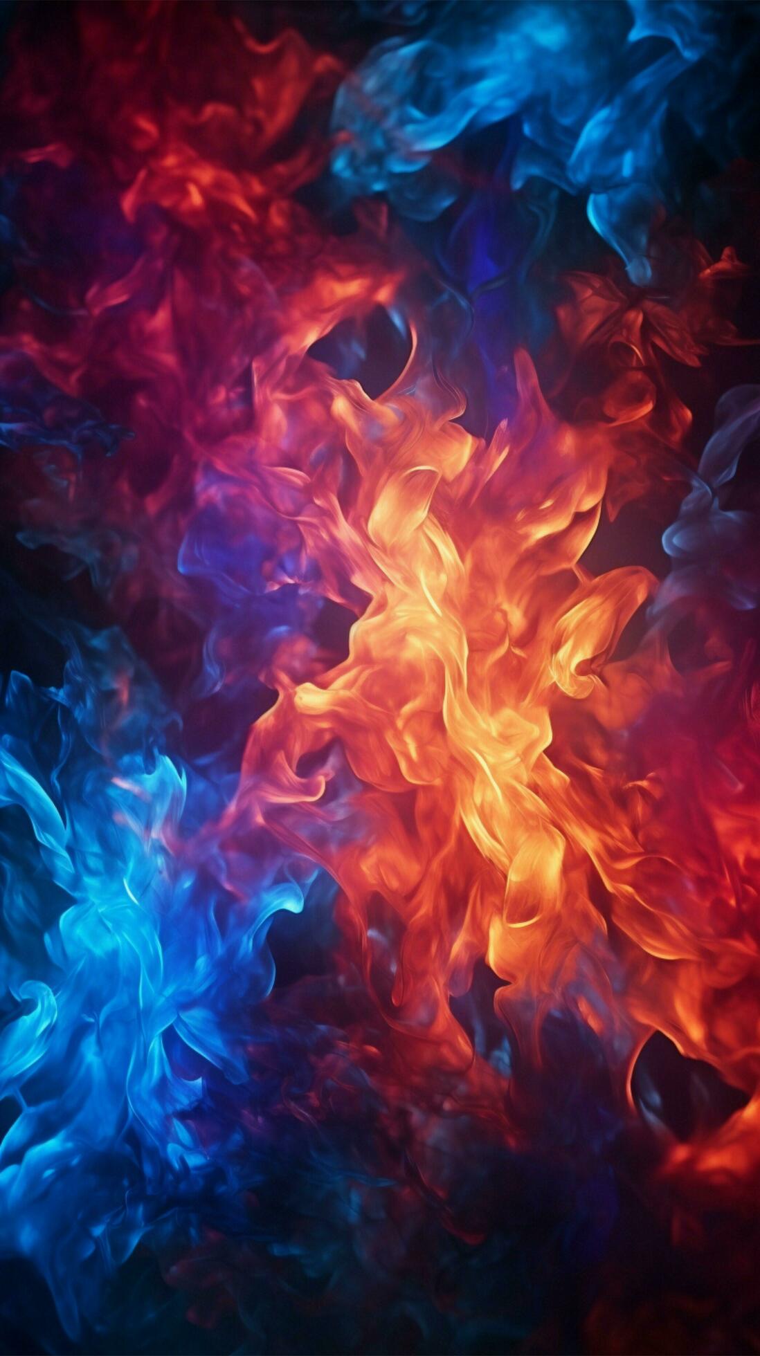 Intense red and blue fire illuminates the black background Vertical Mobile  Wallpaper AI Generated 30316075 Stock Photo at Vecteezy