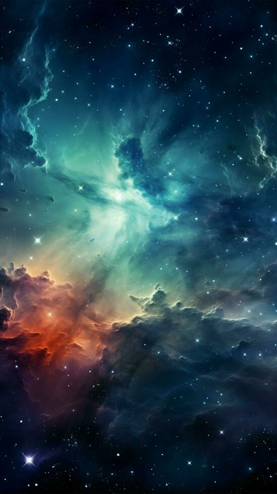 Cosmic abstract backdrop adorned with stars, nebulae, and galaxies Vertical Mobile Wallpaper AI Generated photo