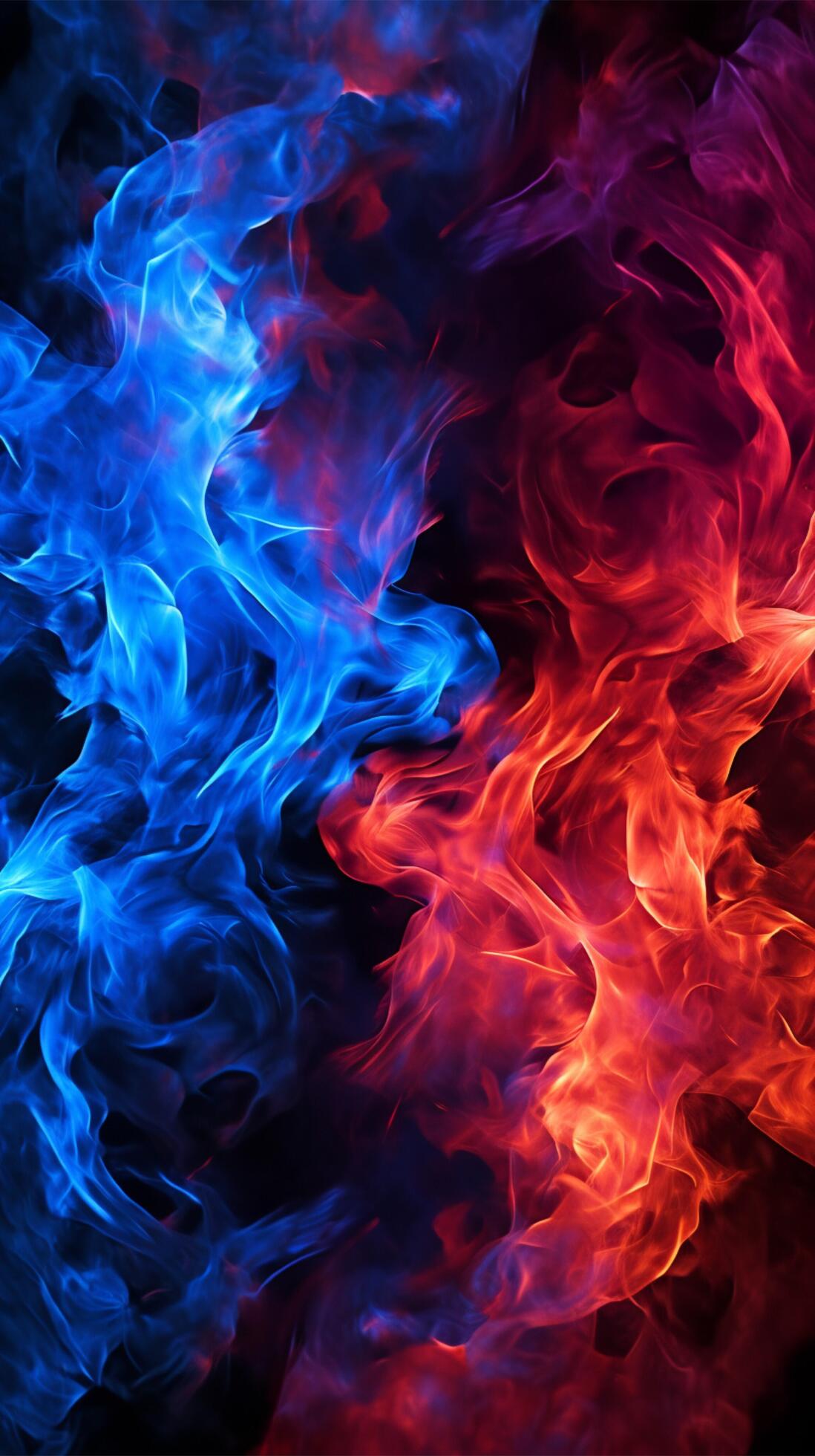 Intense red and blue fire illuminates the black background Vertical Mobile  Wallpaper AI Generated 30316075 Stock Photo at Vecteezy