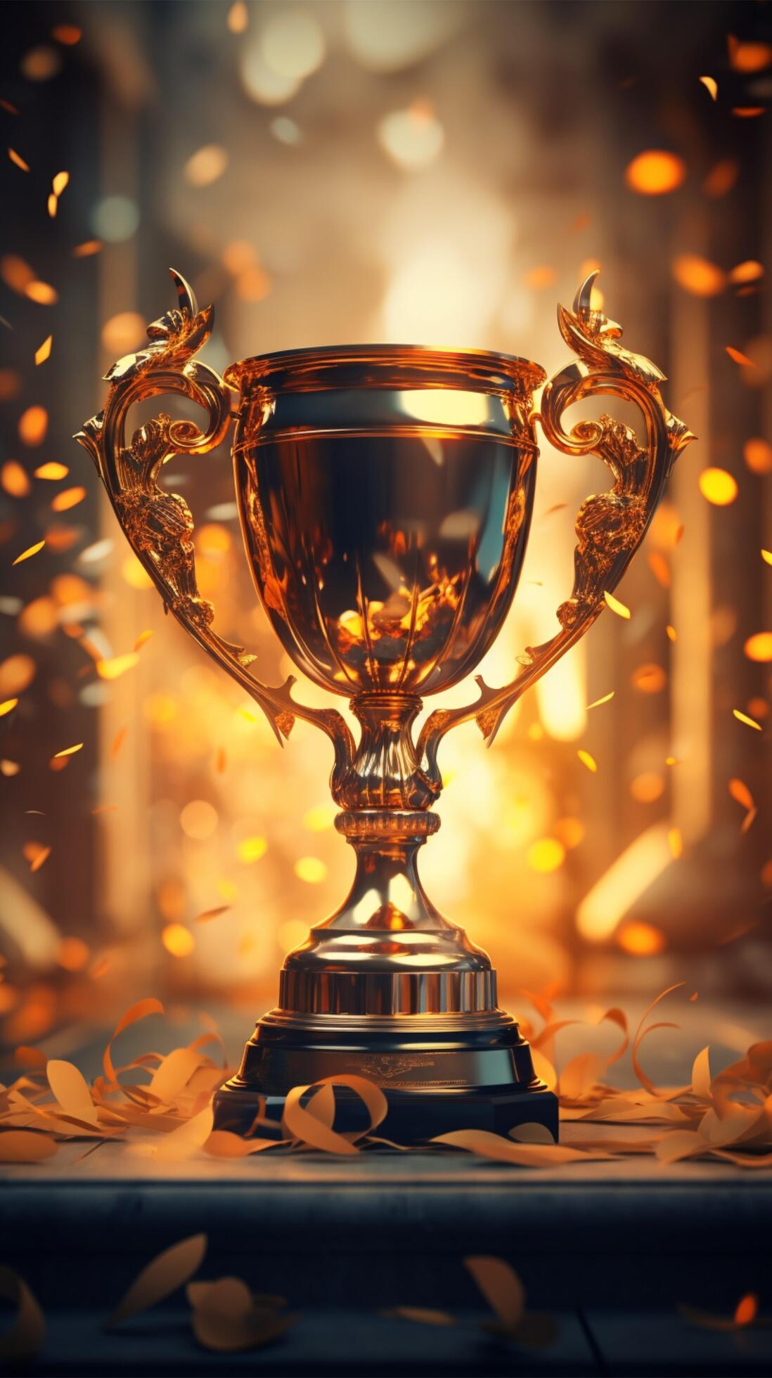 Glorious golden trophy, embodying success and triumph, on a champion