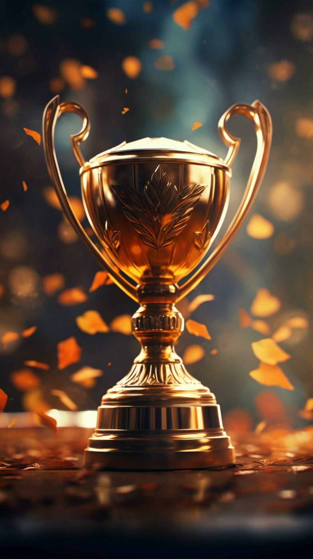 Golden trophy, symbol of success and achievement, on champion