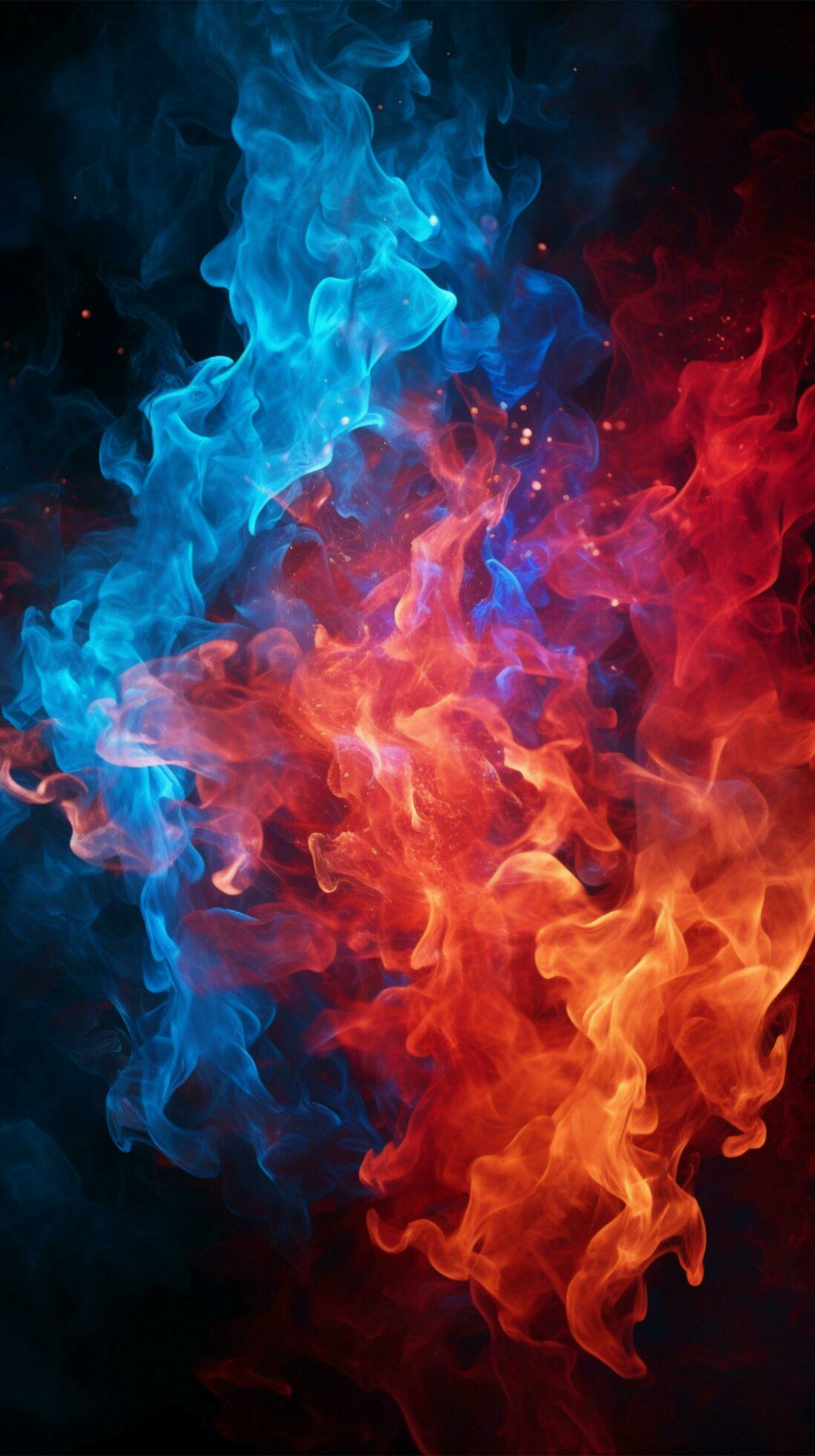 Fight Fire Ice Orange Blue 8K Wallpaper - Best Wallpapers