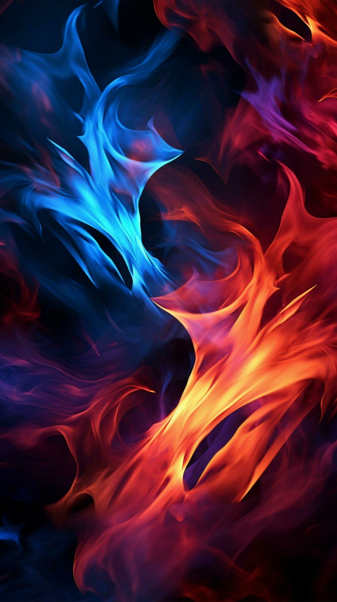 Intense red and blue fire illuminates the black background Vertical Mobile  Wallpaper AI Generated 30316075 Stock Photo at Vecteezy