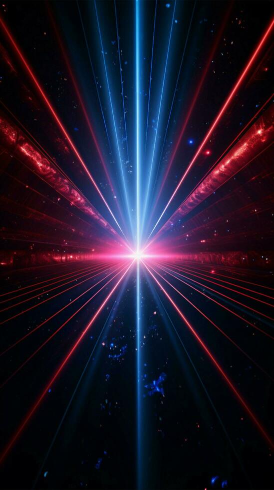 Mesmerizing blue and red shining rays set the disco mood Vertical Mobile Wallpaper AI Generated photo