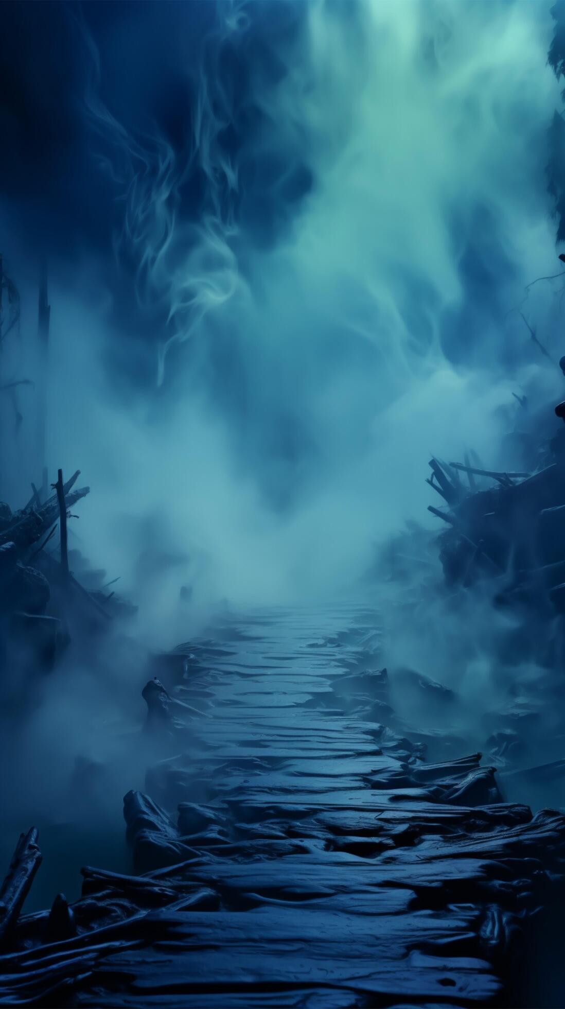 Mysterious fogfilled background, creating an ethereal design Vertical