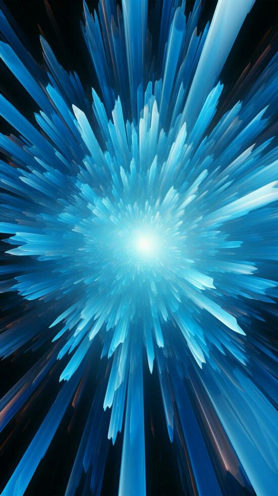 Abstract burst of blurred blue, a dynamic motion pattern with centric allure Vertical Mobile Wallpaper AI Generated photo