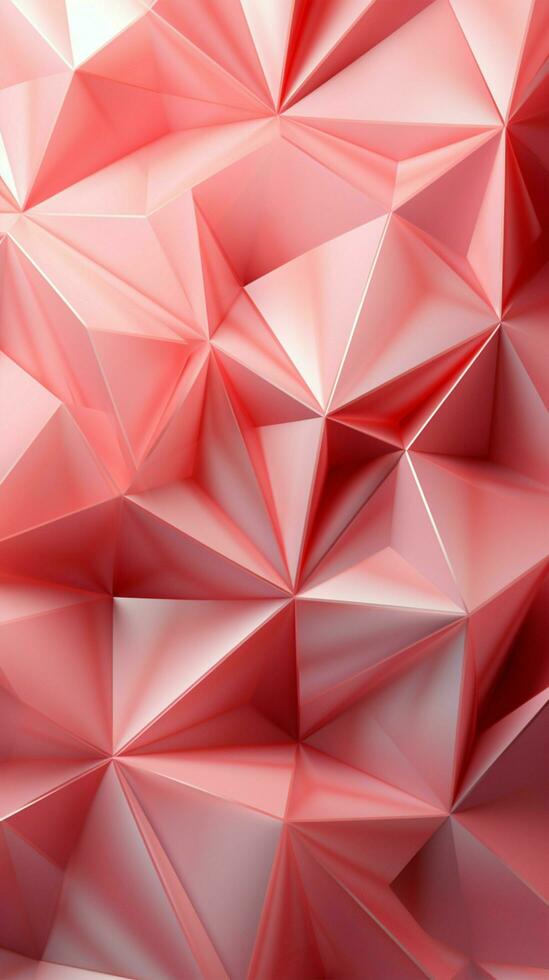 resumen diseño de triangulos de colores en ligero rosa, blanco, y oro vertical móvil fondo de pantalla ai generado foto