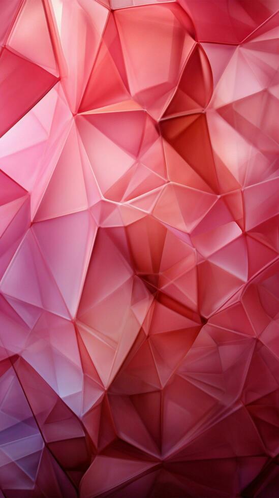 Abstract triangles harmonize shades of pink, white, and gleaming gold, visual enchantment Vertical Mobile Wallpaper AI Generated photo