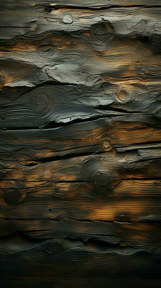 Lonely wood surface, complements rugged concrete wall texture, evoking tactile contrast Vertical Mobile Wallpaper AI Generated photo