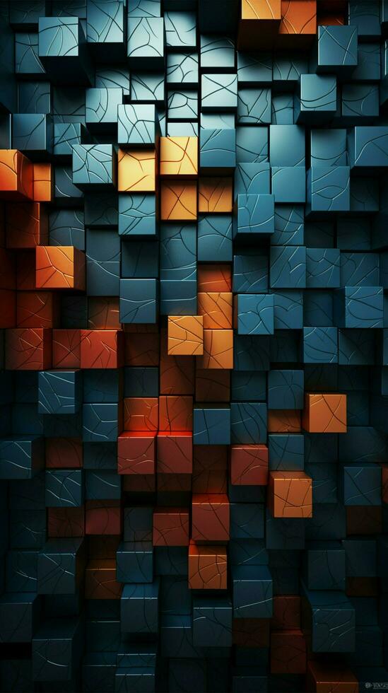 Shadow kissed bricks weave tales of time, forming a captivating dark wall Vertical Mobile Wallpaper AI Generated photo