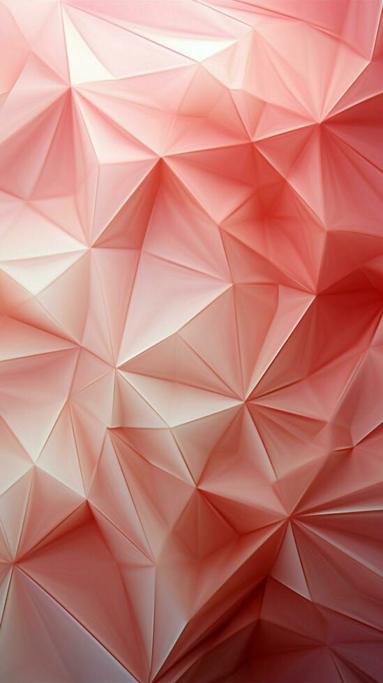Softly hued triangles converge, light pink, white, and gold, an artistic panorama Vertical Mobile Wallpaper AI Generated photo
