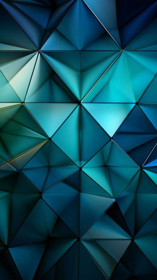 Triangle abstract pattern deep blue, green, white, and refreshing cyan Vertical Mobile Wallpaper AI Generated photo