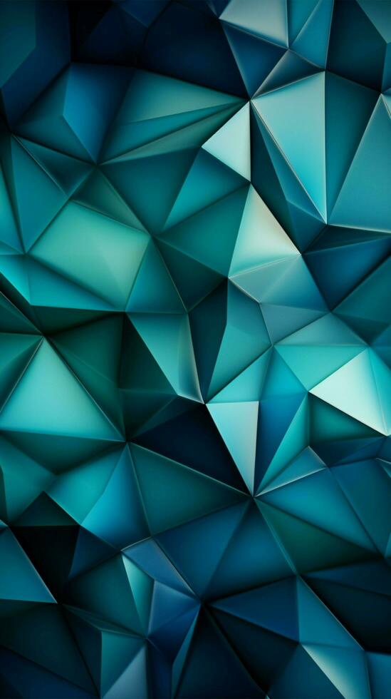 Triangle abstract pattern deep blue, green, white, and refreshing cyan Vertical Mobile Wallpaper AI Generated photo