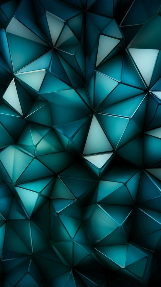 Triangle abstract pattern deep blue, green, white, and refreshing cyan Vertical Mobile Wallpaper AI Generated photo