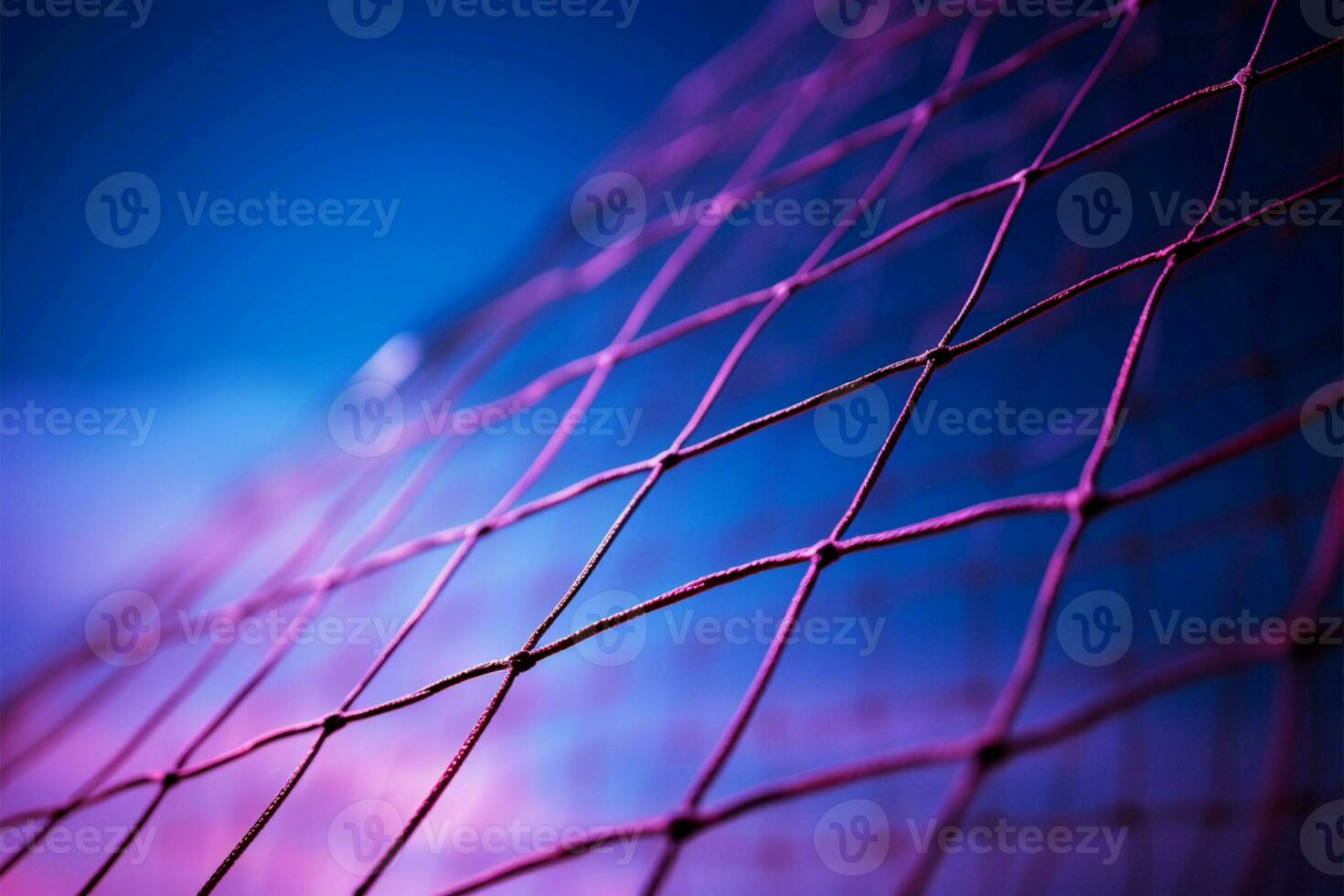 Volleyball net stands tall in vibrant purple, ready for action AI Generated photo