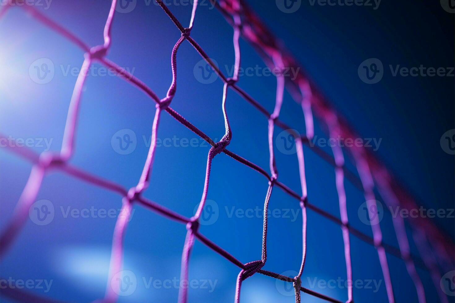 un sorprendentes púrpura vóleibol red conjuntos el Corte para competitivo jugar ai generado foto