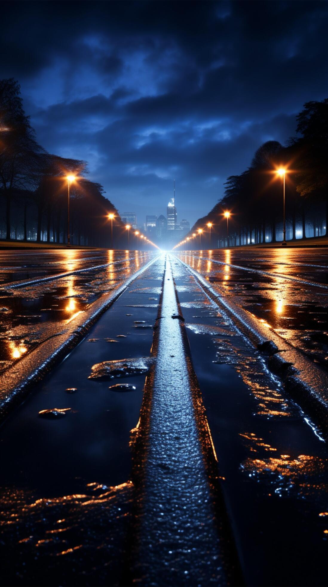 Night Highway Side View Asphalt Road Glows Under City Lights Urban night-highway-side-view-asphalt-road-glows-under-city-lights-urban