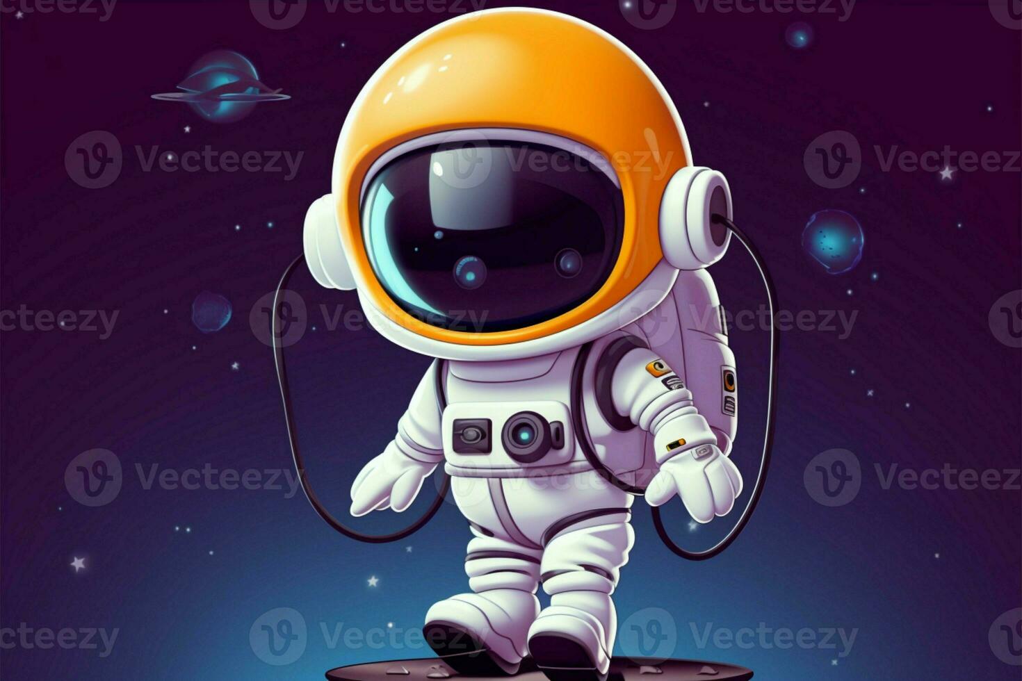 encantador vector icono linda astronauta, OVNI globo en juguetón ilustración ai generado foto