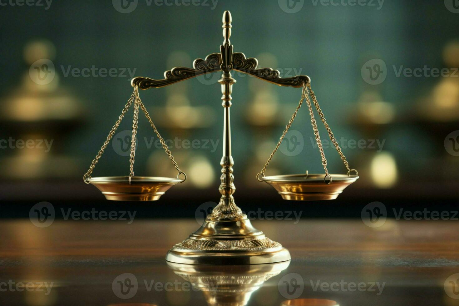 Blurred backdrop highlights the iconic scale of justice, legal concept AI Generated photo