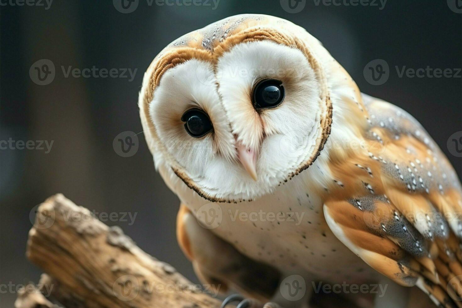 Close up of a common barn owls mesmerizing and transformed appearance AI Generated photo