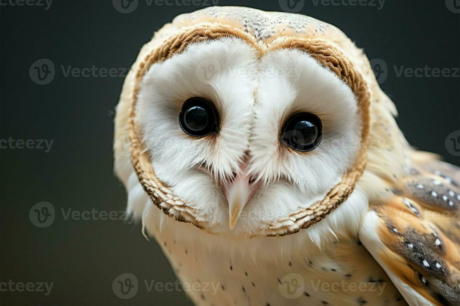 The common barn owls close up reveals its stunning transformational features AI Generated photo