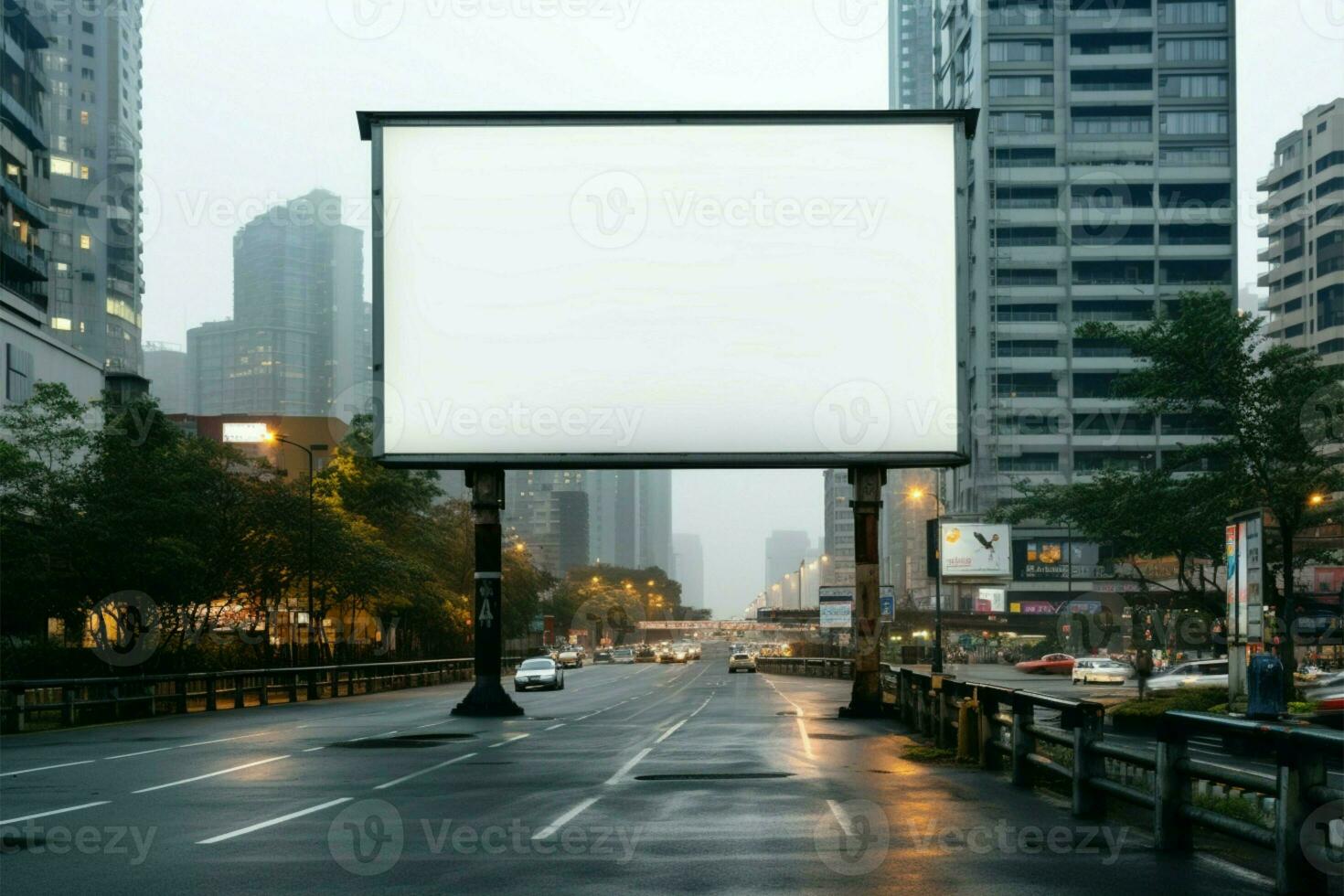 Urban advertising space a sizable blank billboard in the city AI Generated photo