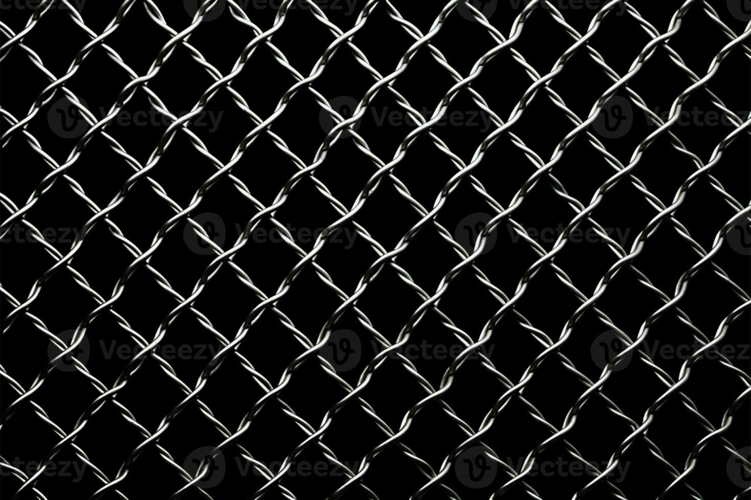 Chain link mesh fence pattern on a stark black background AI Generated photo