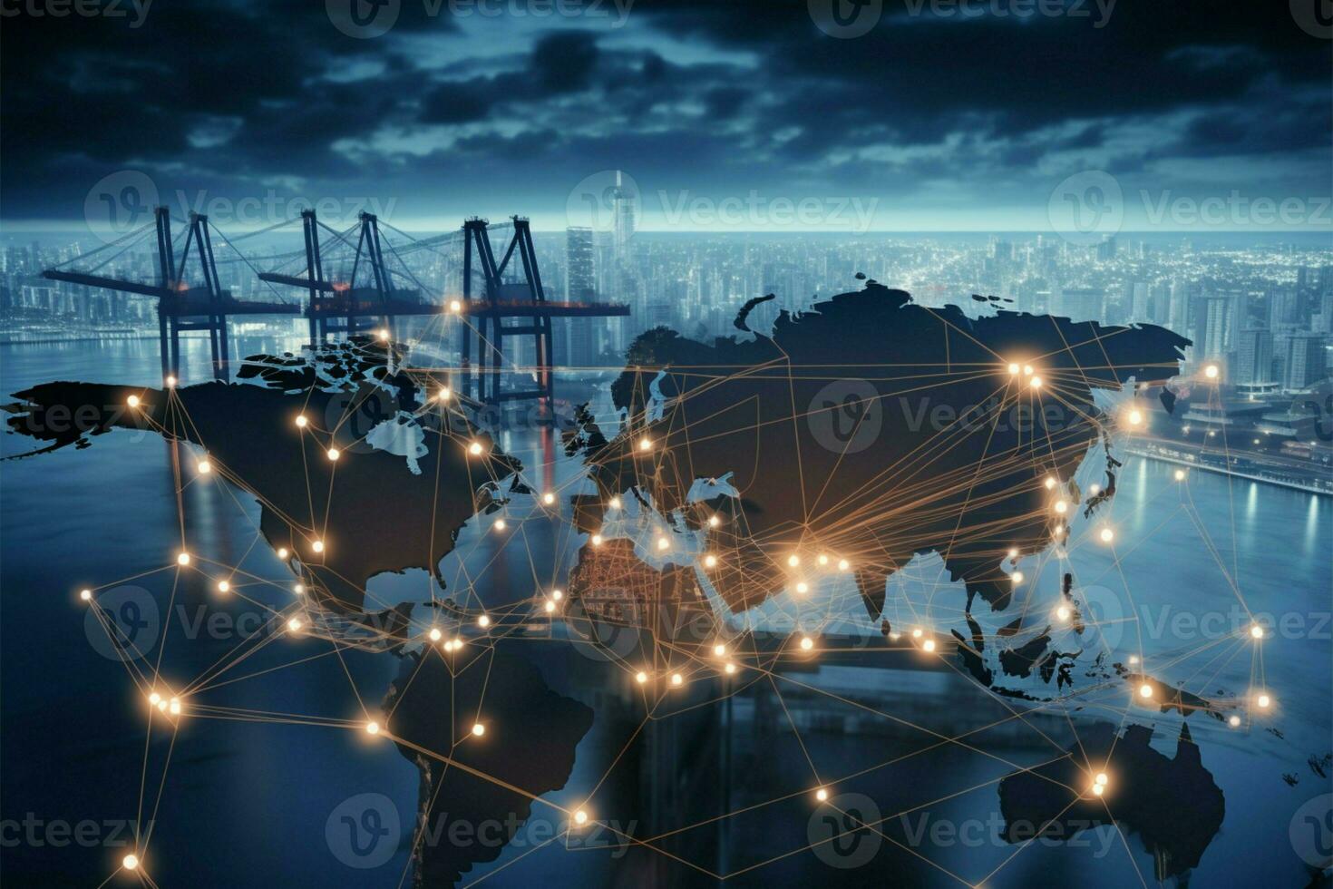 Logistics concept Mapping global partner connections for import and export AI Generated photo