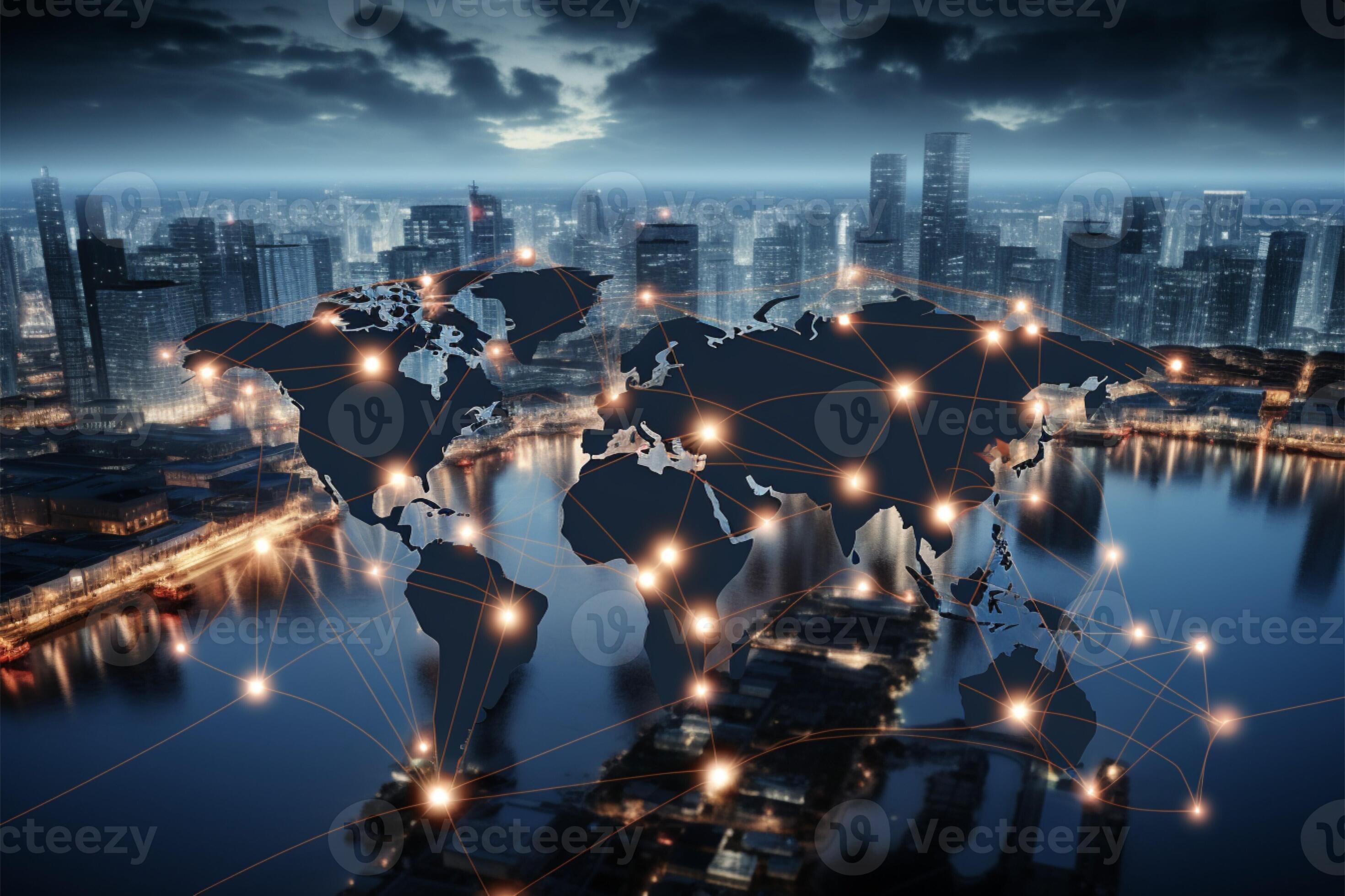 Map depicting international partner connections in import export