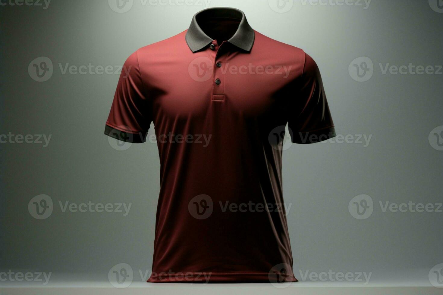 Polo shirt front template, 3D render, isolated on white, fashion mockup AI Generated photo