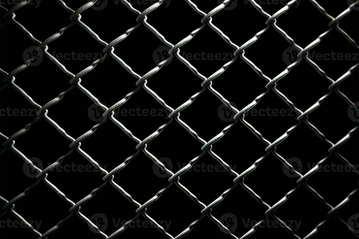 Abstract grid Chain link mesh fence against a deep black AI Generated photo