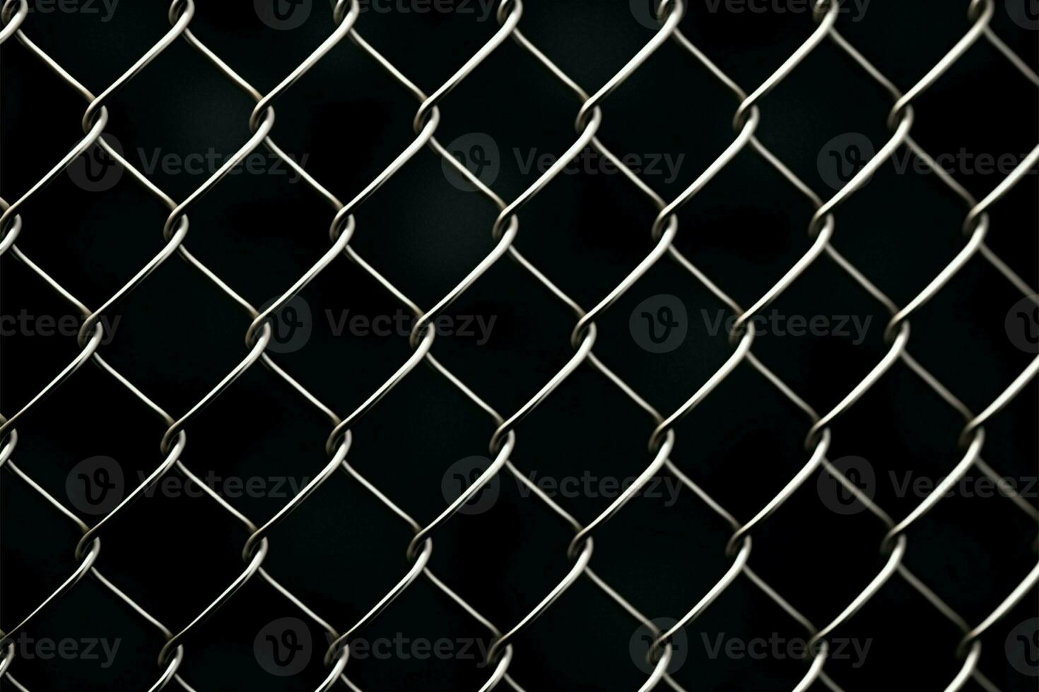 Abstract grid Chain link mesh fence against a deep black AI Generated photo