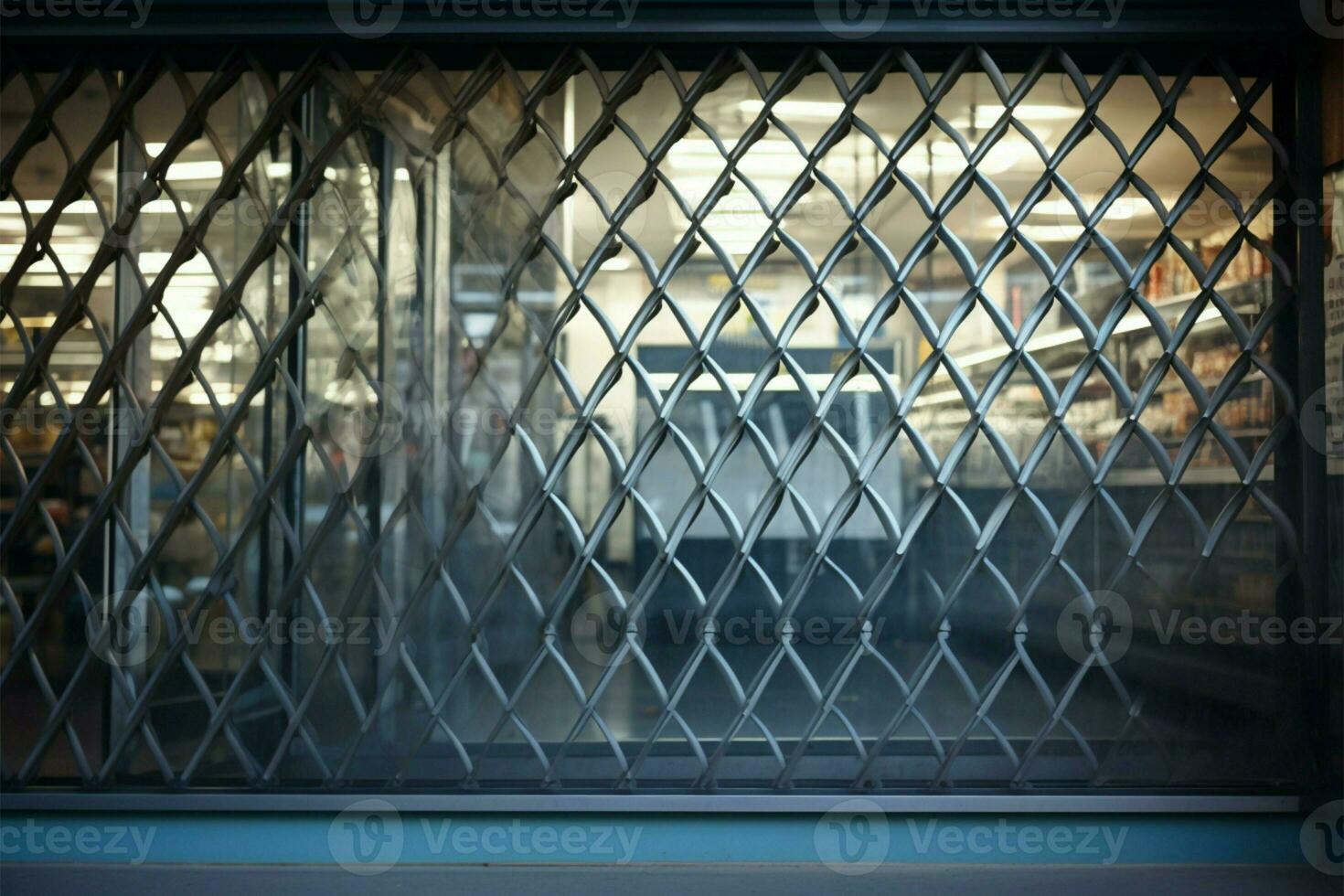 después horas, el Tienda obturador es firmemente cerrado y seguro ai generado foto