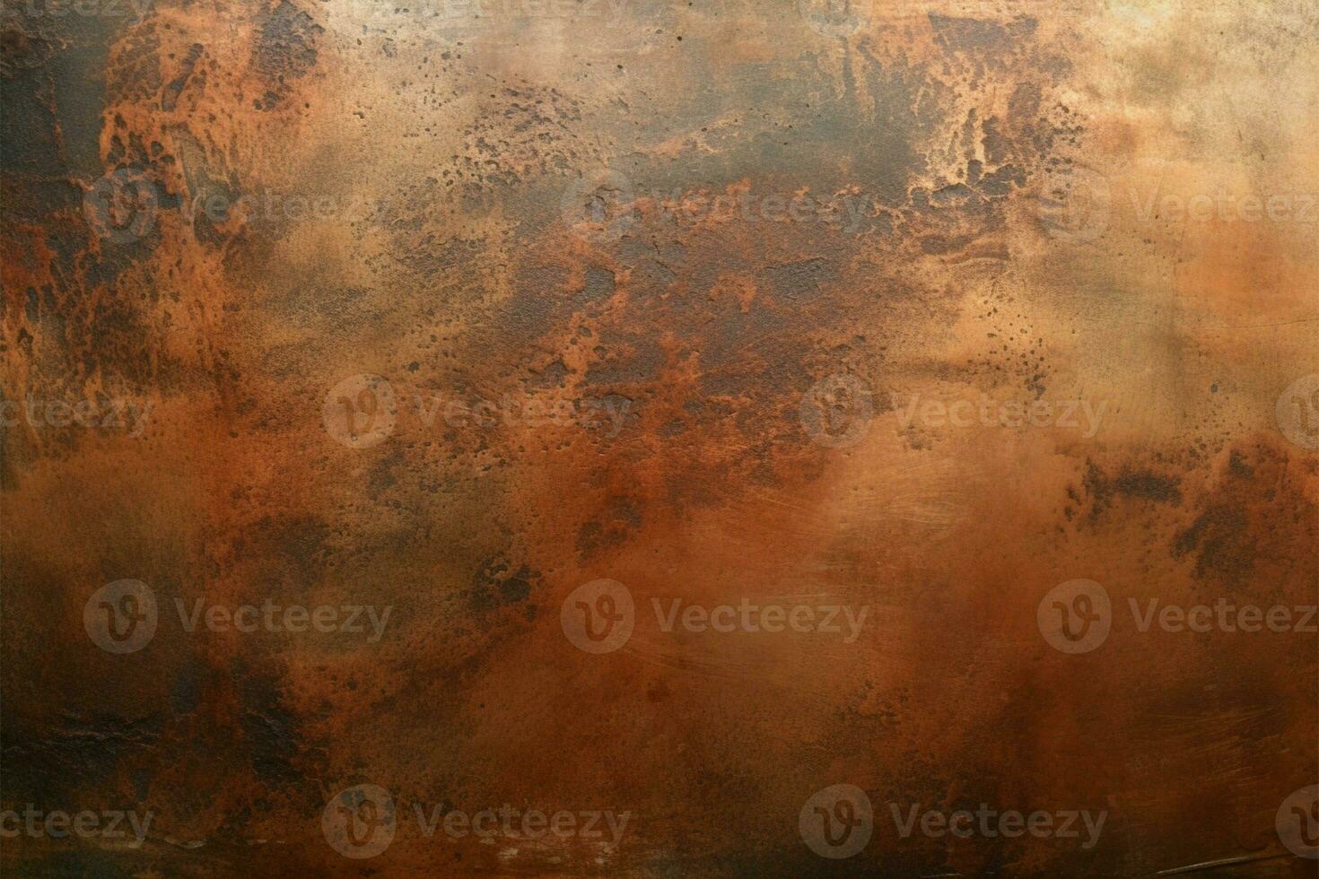 Weathered and stained copper metal, forming a textured and rustic background AI Generated photo